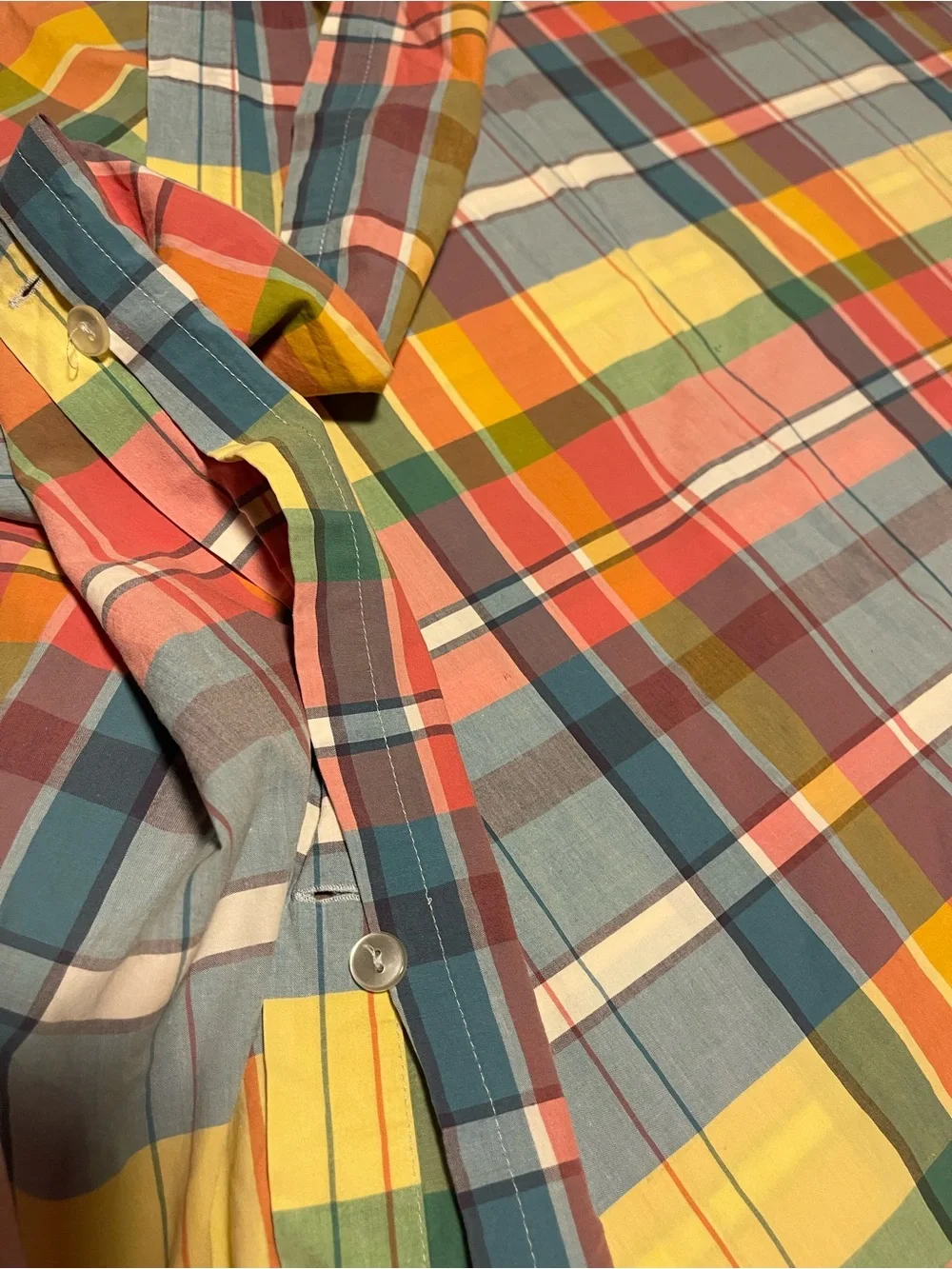 The company store, summertime madras plaid  100% cotton king duvet
